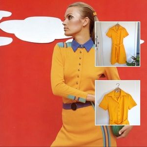 Vintage exaggerated Neck western Button Up Dress